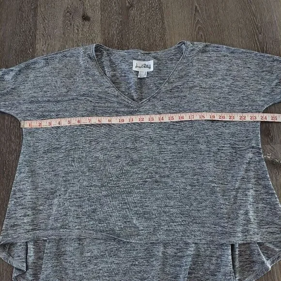 Joseph Ribkoff Layered V-Neck Tunic Top Sz 8 Silver Gray 3/4 Sleeve - Picture 9 of 10
